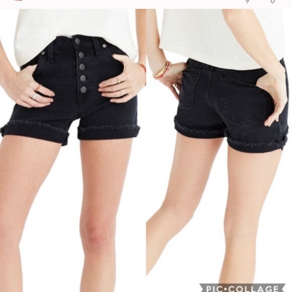 Madewell high rise button front black shorts